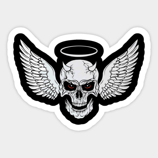 Angel  Demon Skull Sticker by Feliz ZombiePunk